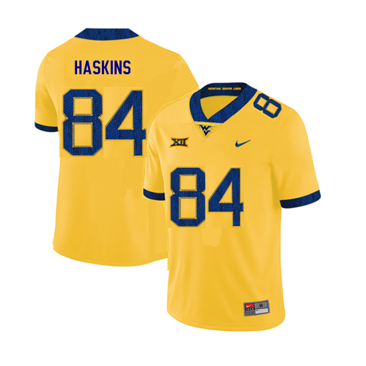 NCAA Men's Jovani Haskins West Virginia Mountaineers Yellow #84 Nike Stitched Football College 2019 Authentic Jersey NH23H13UQ